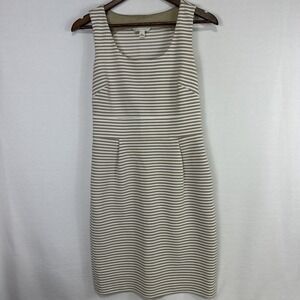 Banana Republic Dress Women's 4‎ Striped Sleeveless Sheath Scoop Neck Side Zip